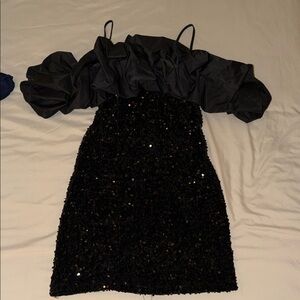 Chic Black Sequin Mini Dress